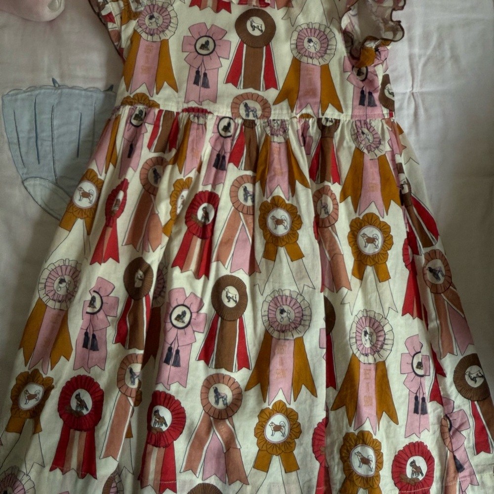 Pink Chicken Ribbon Pattern Kids Dress